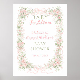 Poster Arco Floral Bebê em Flor Menina Chá de Bebê