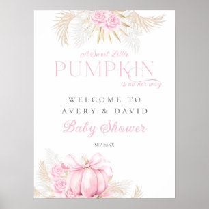 Poster Arco Floral, Chá de fraldas Rosa Pumpkin
