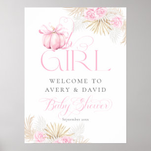 Poster Arco Floral, Chá de fraldas Rosa Pumpkin