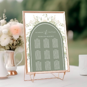 Poster Arco Floral de Marfim e Salvia Carta de Assentos d
