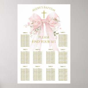 Poster Arco Floral Elegante Batismo de Menina de Flores