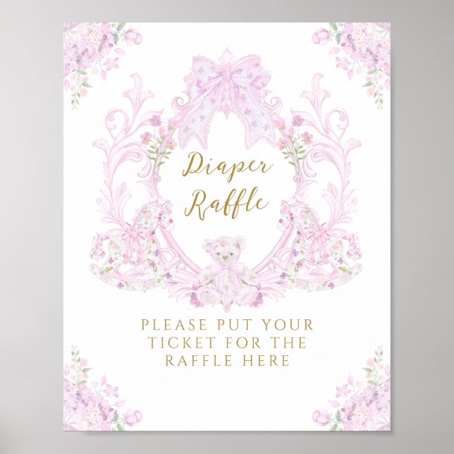 Poster Arco Floral Teddy Bear Chá de fraldas de descanso (Frente)