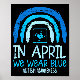Poster Arco-íris Abril Nós Usamos Azul Conscientização do