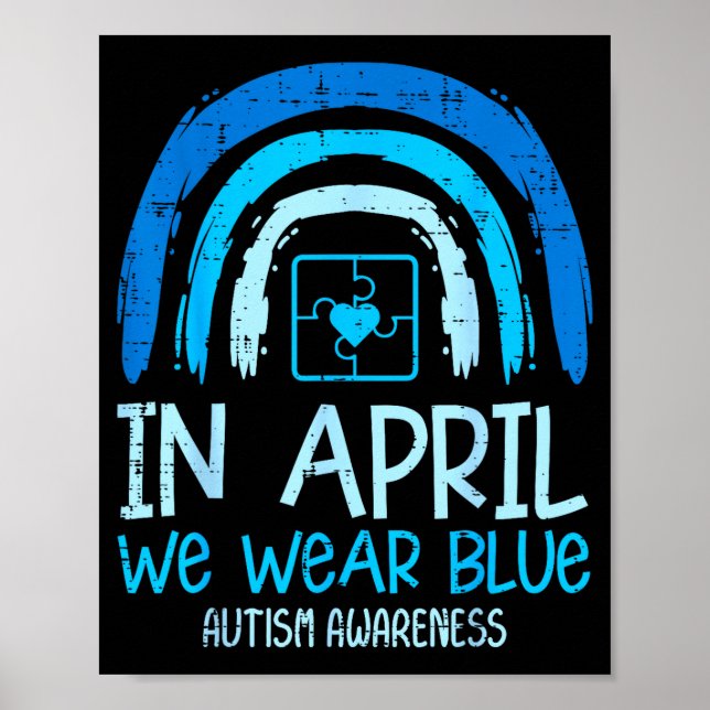 Poster Arco-íris Abril Nós Usamos Azul Conscientização do (Frente)