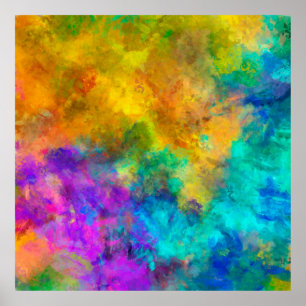 Poster arco-íris abstrato vibrante pintado fundo wi