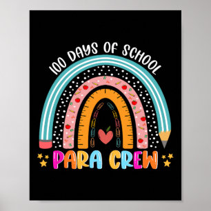 Poster Arco-Íris Bonito 100 Dias De Escola Para Tripulaçã