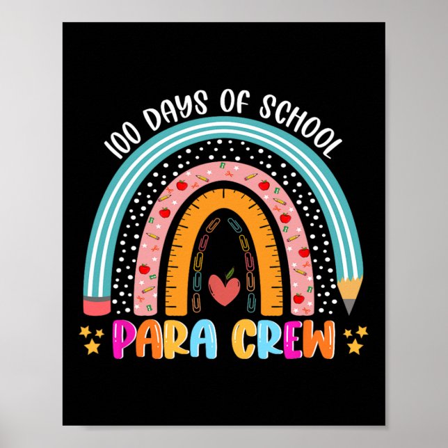 Poster Arco-Íris Bonito 100 Dias De Escola Para Tripulaçã (Frente)