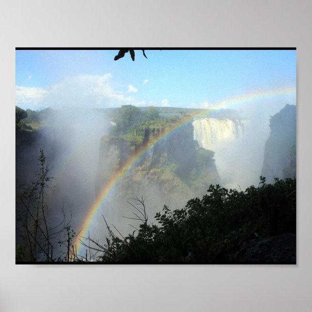 Póster arco-íris cai água queda-cascata ouro de ouro (Frente)
