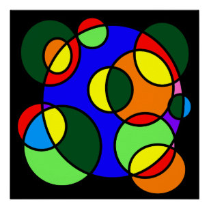 Póster Arco-íris cores círculos