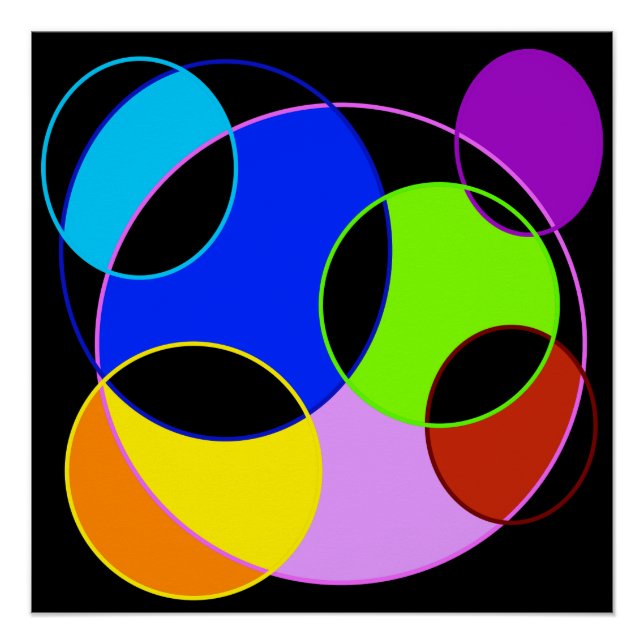 Póster Arco-íris cores círculos design (Frente)