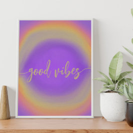 Poster Arco-íris de aguarela roxa vibrações positivas
