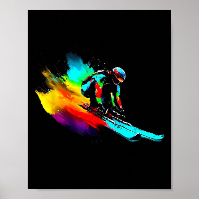 Poster Arco-Íris de Corrida de Esqui (Frente)