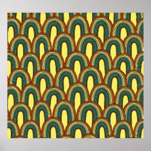 Poster Arco-Íris Desenho-Mão: Charme Sem Costura Vintage.