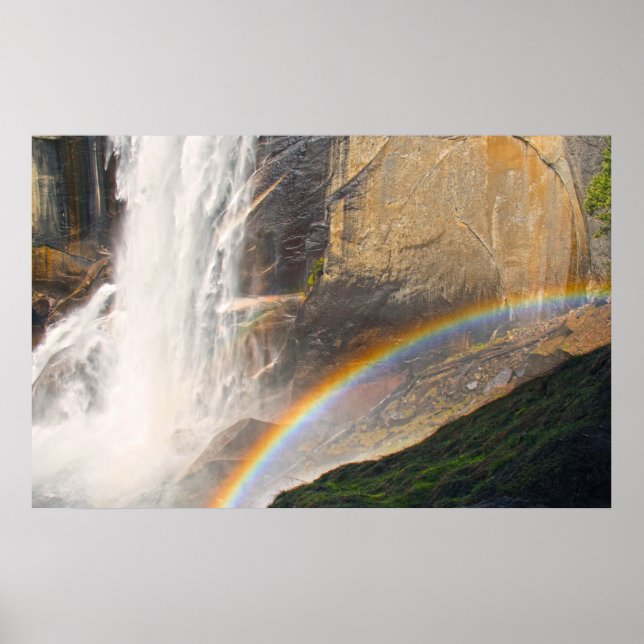 Poster Arco-íris em frente à cascata (Frente)