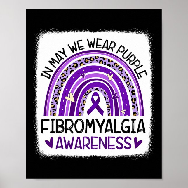 Poster Arco-Íris Em Maio Vestimos Fibromialgia Roxa Aware (Frente)