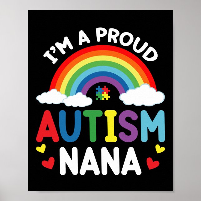 Poster Arco-Íris Eu sou um Autismo Orgulhoso Nana Autismo (Frente)