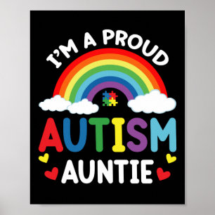 Poster Arco-Íris Eu sou uma Autismo Orgulhosa Tia Autismo