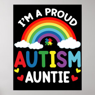 Poster Arco-Íris Eu sou uma Autismo Orgulhosa Tia Autismo