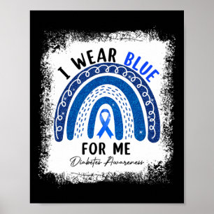 Poster Arco-Íris Eu Visto Fita Azul Para Mim Diabetes T1D