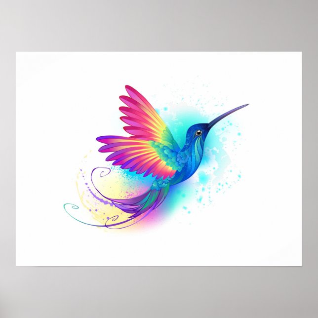 Poster Arco-Íris Exótico Hummingbird (Frente)