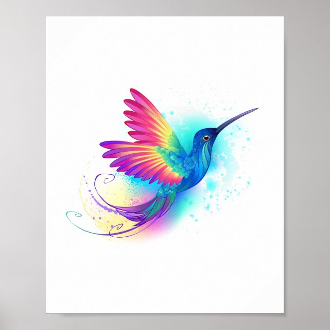 Poster Arco-Íris Exótico Hummingbird (Frente)