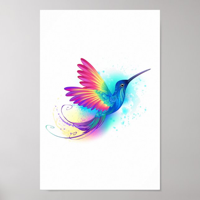 Poster Arco-Íris Exótico Hummingbird (Frente)