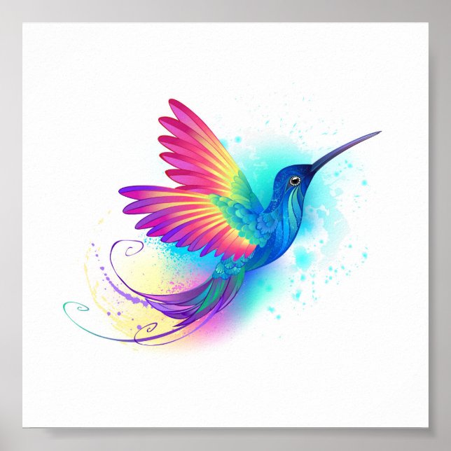 Poster Arco-Íris Exótico Hummingbird (Frente)