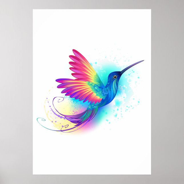 Poster Arco-Íris Exótico Hummingbird (Frente)