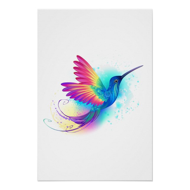 Póster Arco-Íris Exótico Hummingbird (Frente)