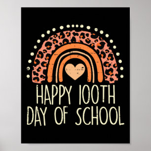 Poster Arco-Íris Feliz 100º Dia de Ensino Ensino 100 Dias