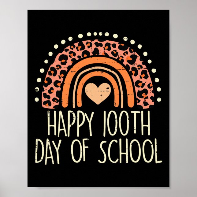 Poster Arco-Íris Feliz 100º Dia de Ensino Ensino 100 Dias (Frente)