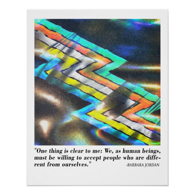 Póster Arco-íris Holográfico Abstrato Orgulho Chevron (Frente)
