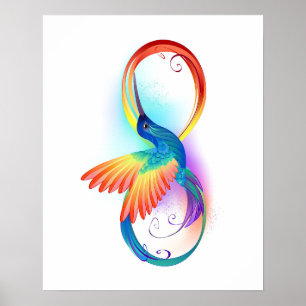Poster Arco-íris Hummingbird com símbolo Infinito