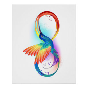 Póster Arco-íris Hummingbird com símbolo Infinito