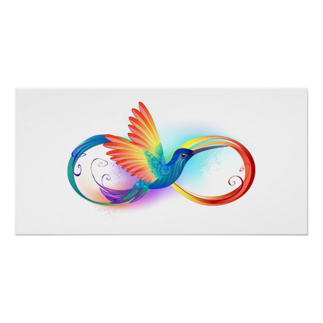 Póster Arco-íris Hummingbird com símbolo Infinito (Frente)