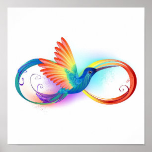 Poster Arco-íris Hummingbird com símbolo Infinito