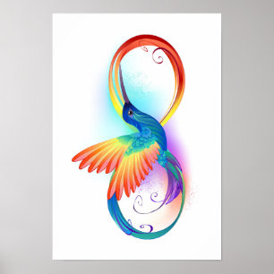 Poster Arco-íris Hummingbird com símbolo Infinito