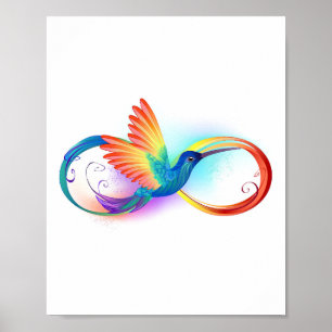 Poster Arco-íris Hummingbird com símbolo Infinito