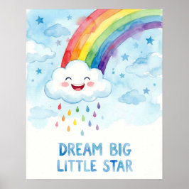 Poster Arco-íris Nuvem Sonhe Grande Kids Aquarela
