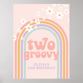 Poster Arco-íris Pastel Retro Aniversário de 2 Anos Groov