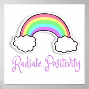 Poster Arco-Íris Positividade radial, mentalidade positi