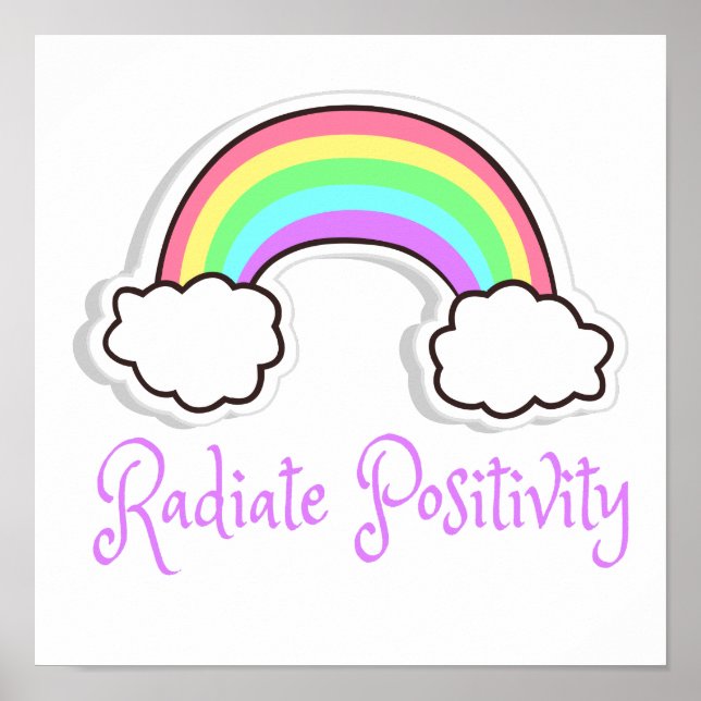 Poster Arco-Íris Positividade radial, mentalidade positiv (Frente)