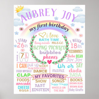 Poster Arco-íris Primeiro sinal de Festa de aniversário p