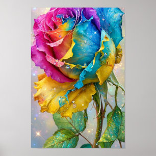 Poster Arco-íris Rosa Brilho - Cor-de-rosa Azul Amarelo C