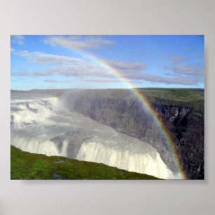 Poster Arco-íris sobre a cachoeira Islândia de Gullfoss