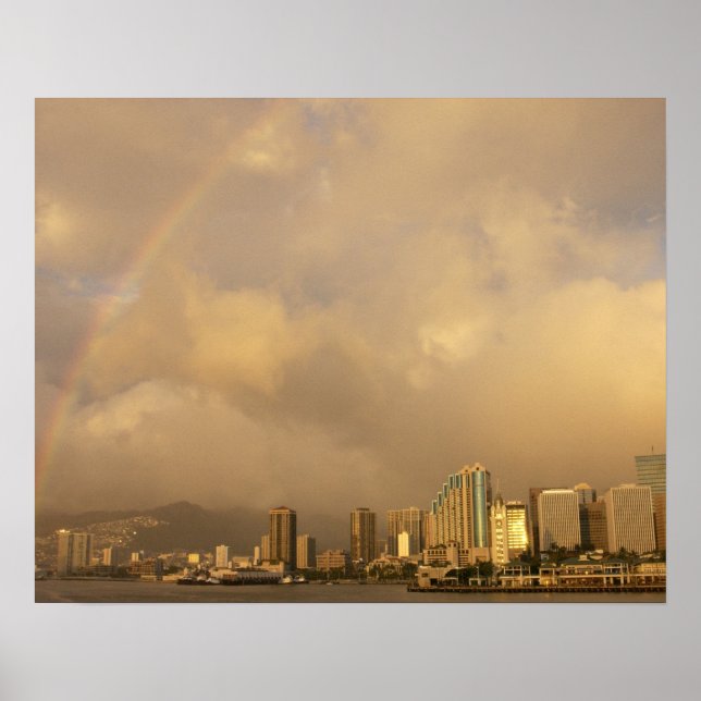 Póster Arco-íris sobre Honolulu, Havaí, EUA 3 (Frente)