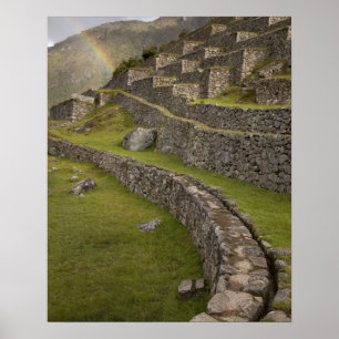 Póster Arco-íris sobre os terraços agrícolas, Machu