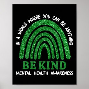 Poster Arco-Íris Verde Em Maio Vestimos Saúde Mental Verd