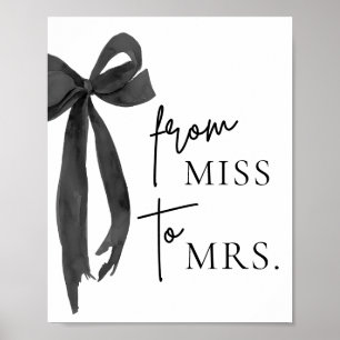 Poster Arco preto moderno de Watercolor de Miss a Sra. Si