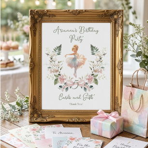 Poster Arco Rosa Aquarela Bailarina Mesa de Aniversário